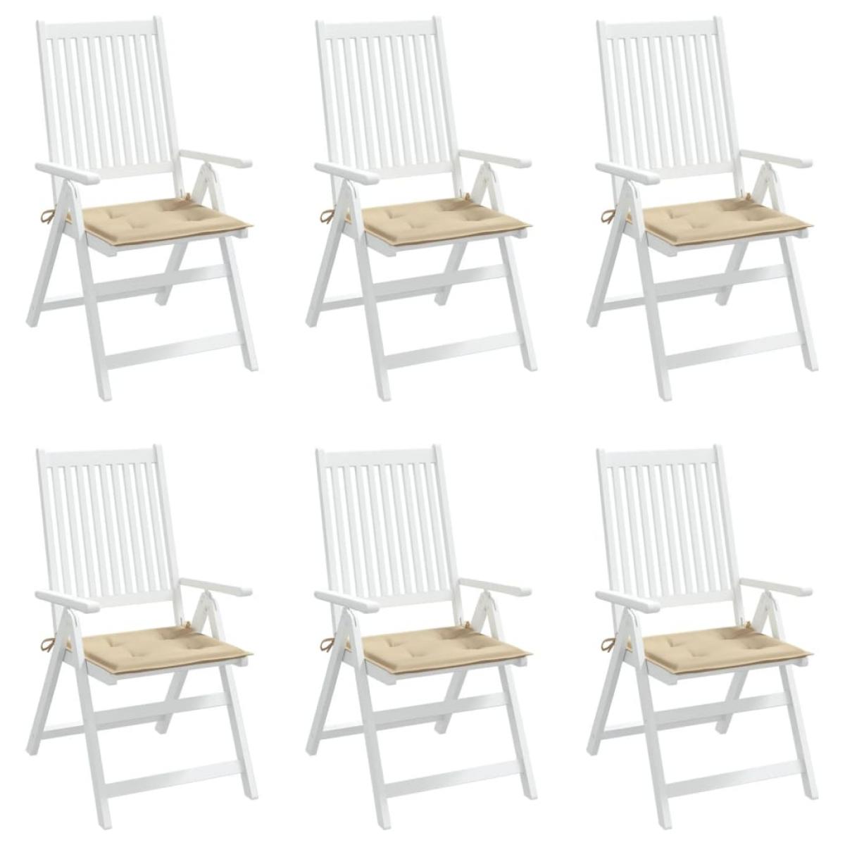 Cojines de silla de jardín 6 uds tela Oxford beige 50x50x3 cm