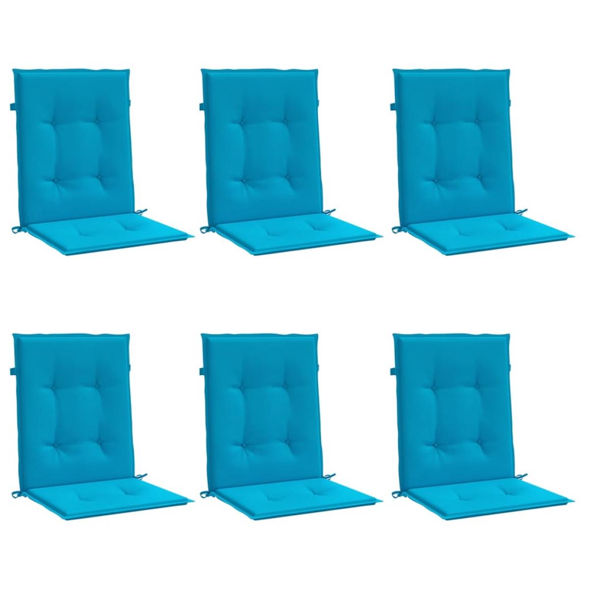 Cojín silla jardín respaldo bajo 6 uds tela Oxford azul