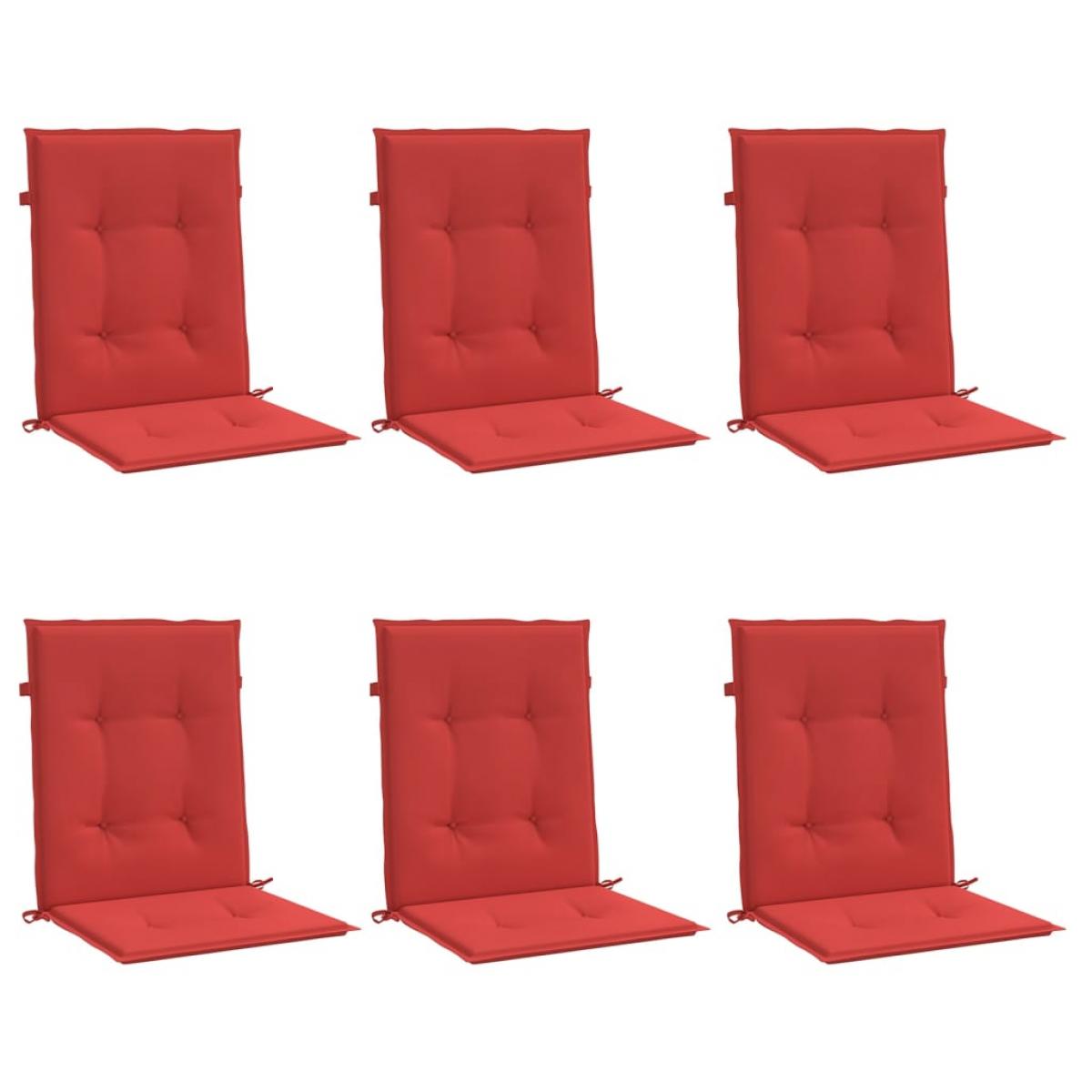 Cojín silla jardín respaldo bajo 6 uds tela Oxford rojo
