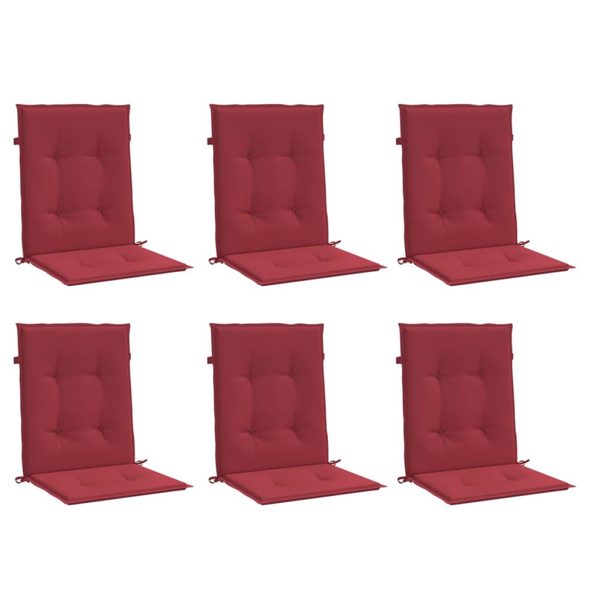 Cojín silla jardín respaldo bajo 6 uds tela Oxford rojo tinto