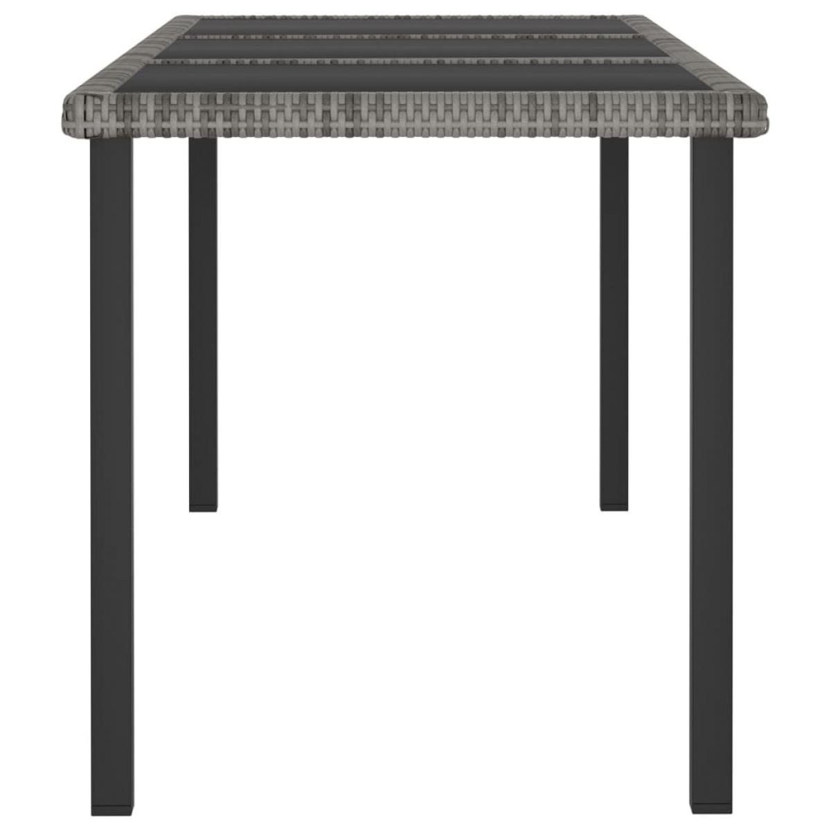 Mesa de comedor para jardín ratán sintético gris 180x70x73 cm