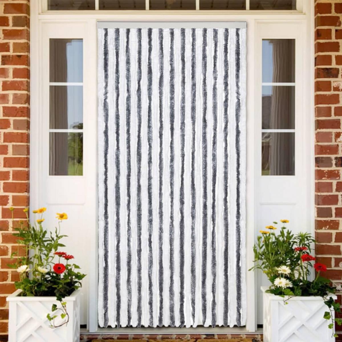 Cortina mosquitera chenilla gris y blanco 118x220 cm