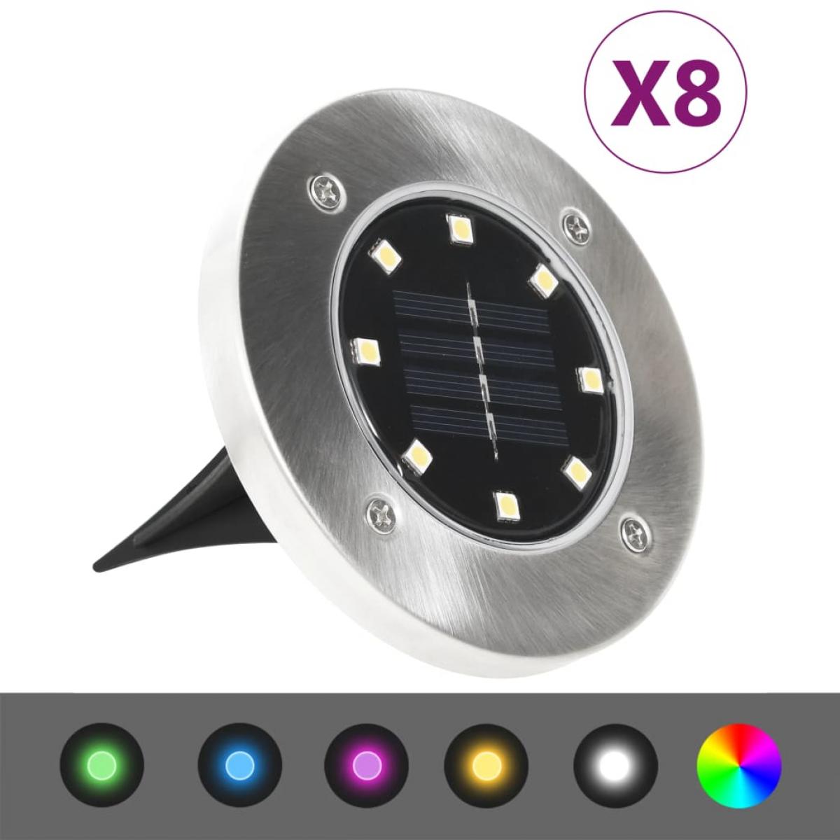 Lámparas solares de suelo 8 piezas LED color RGB