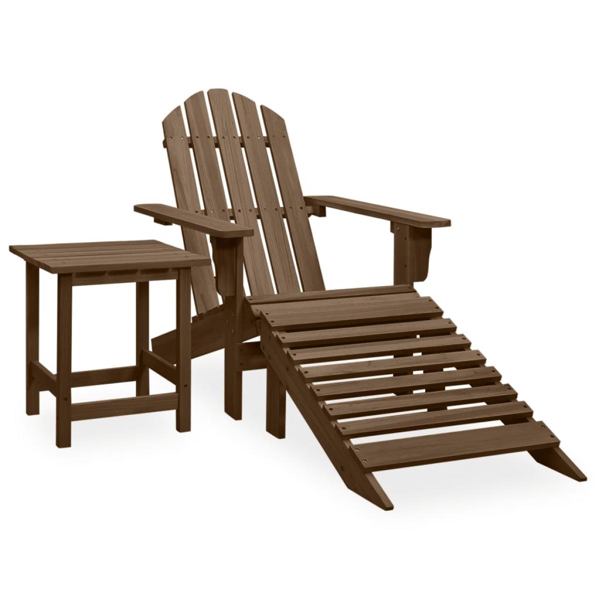 Silla con otomana y mesa jardín Adirondack abeto macizo marrón