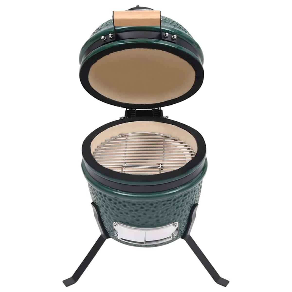Barbacoa 2 en 1 ahumadora Kamado de cerámica verde 56 cm
