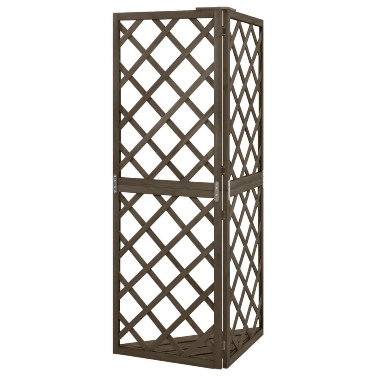 Enrejado de esquina madera maciza de abeto gris 50x50x145 cm