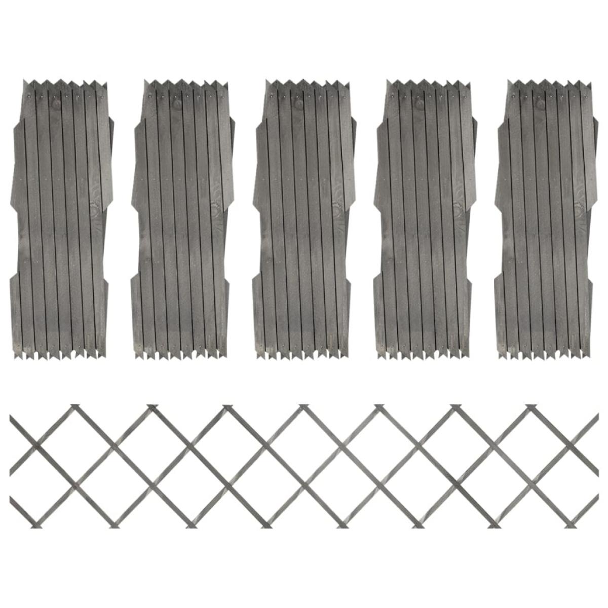 Vallas enrejado 5 uds madera maciza de abeto gris 180x30 cm