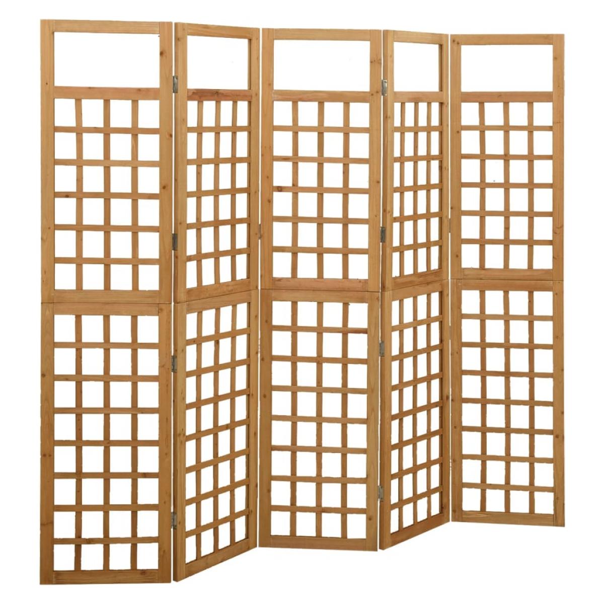 Biombo/Enrejado de 5 paneles madera maciza de abeto 201,5x180 cm