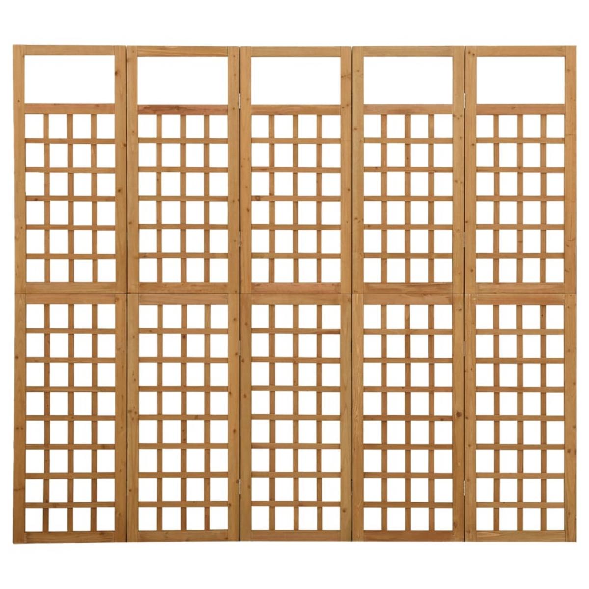 Biombo/Enrejado de 5 paneles madera maciza de abeto 201,5x180 cm