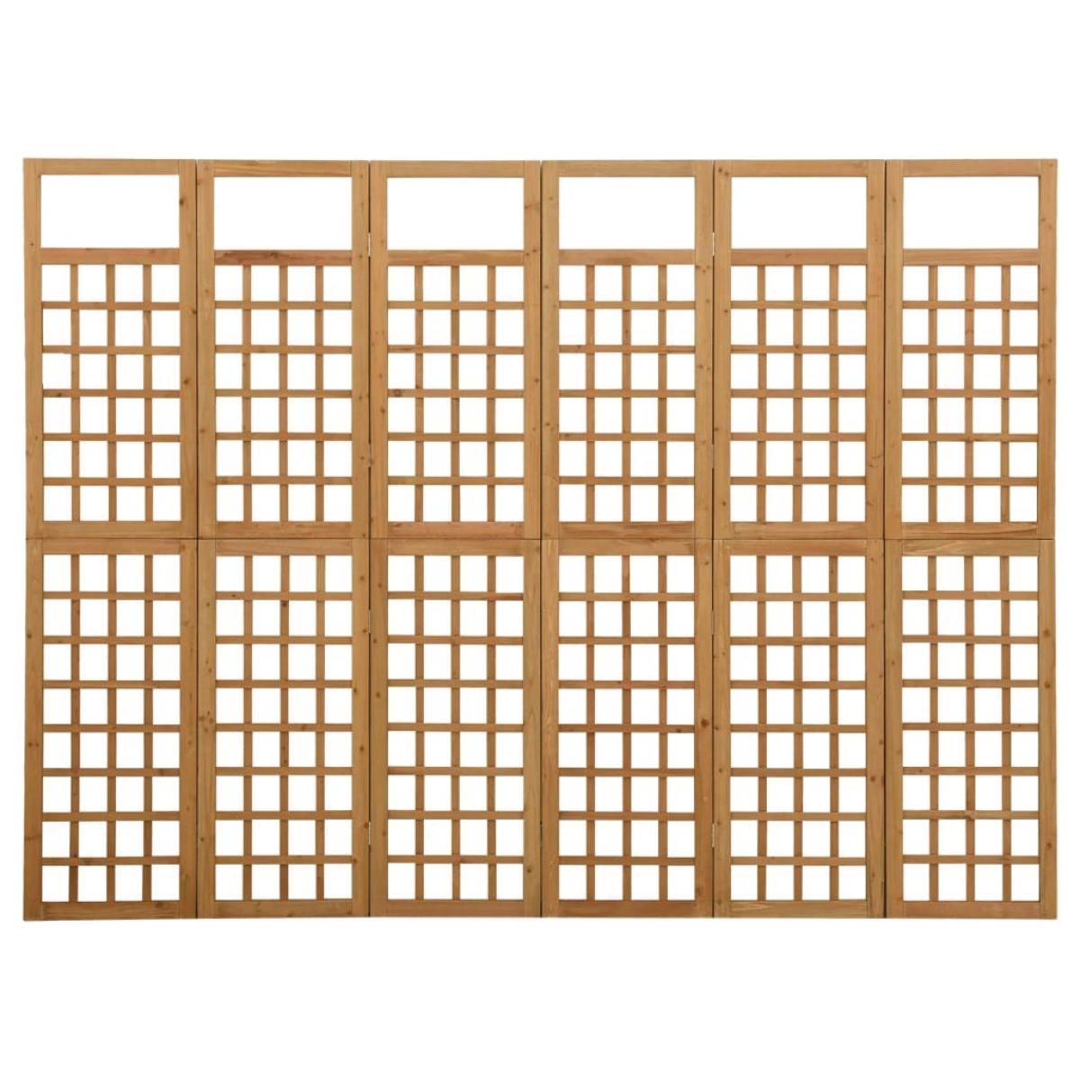 Biombo/Enrejado de 6 paneles madera de abeto 242,5x180 cm
