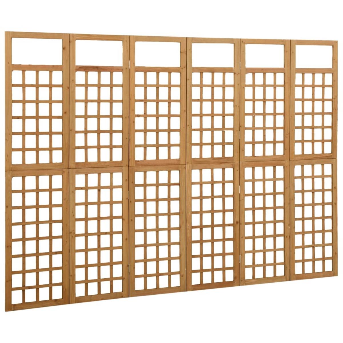 Biombo/Enrejado de 6 paneles madera de abeto 242,5x180 cm