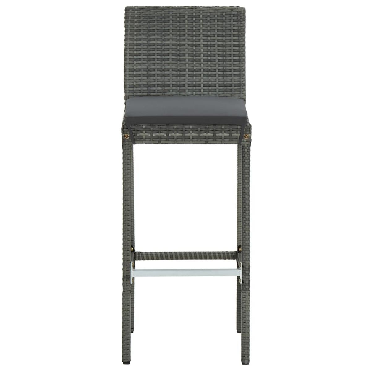 Taburetes de cocina con cojines 2 uds ratán sintético gris
