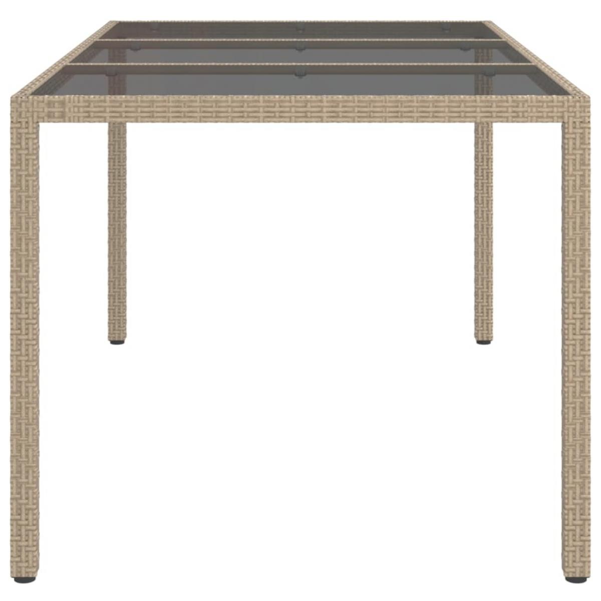 Mesa jardín vidrio templado ratán sintético 150x90x75 cm beige