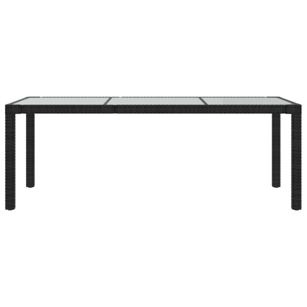 Mesa jardín vidrio templado ratán sintético negra 190x90x75 cm