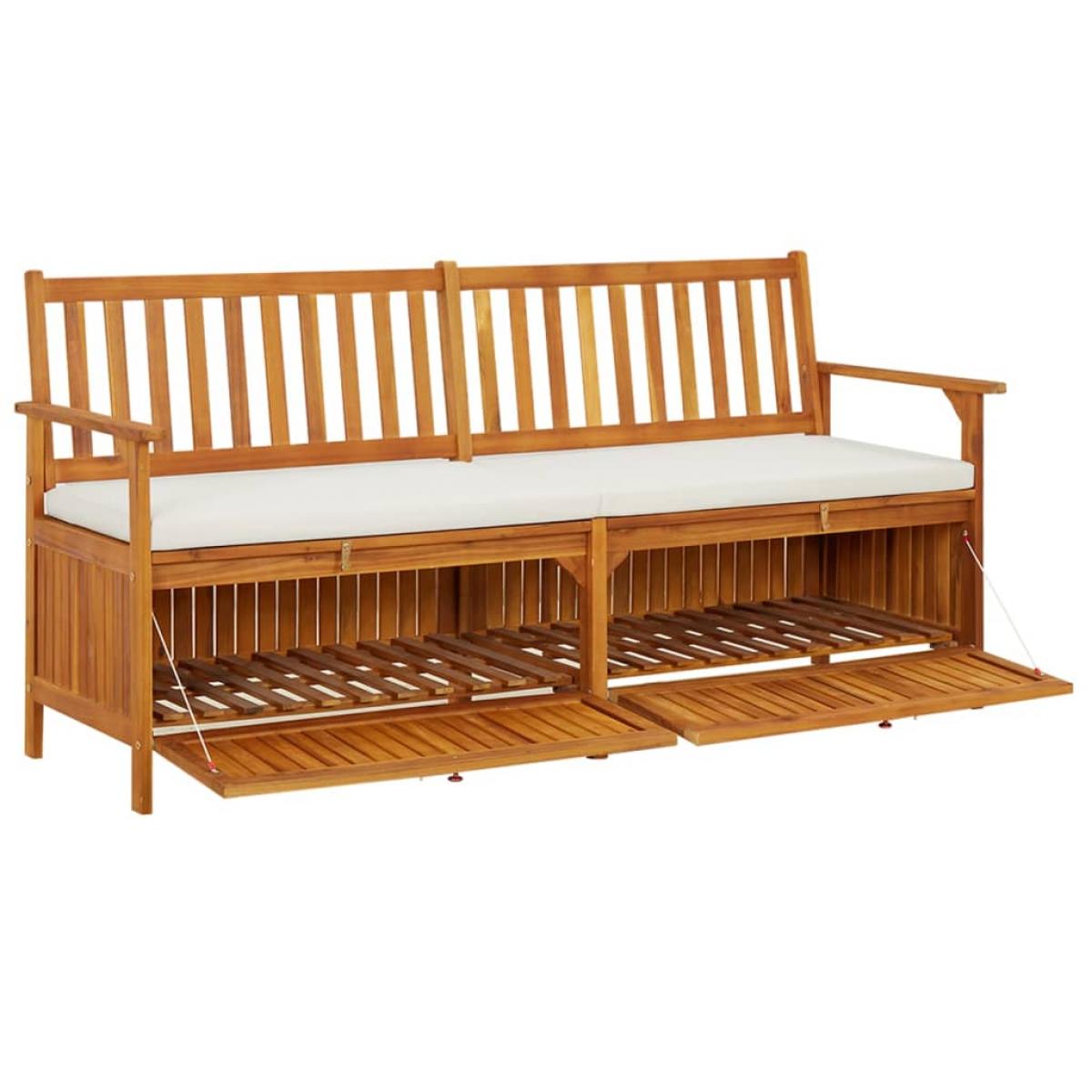 Banco de almacenaje con cojín madera maciza de acacia 170 cm