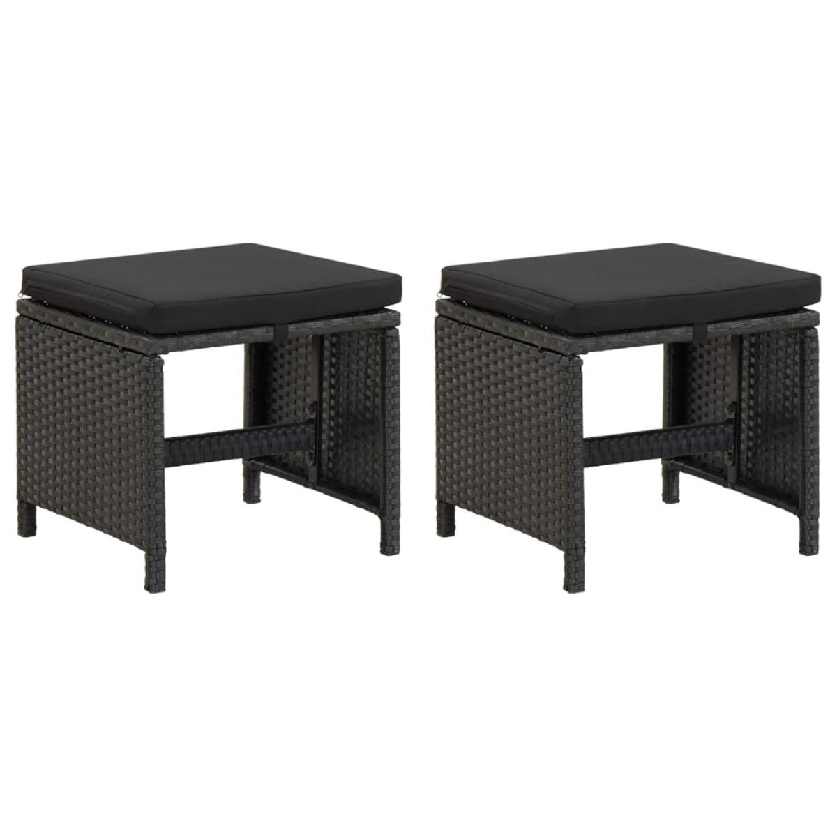 Conjunto de silla de jardín y taburete 4 piezas negra ratán PE