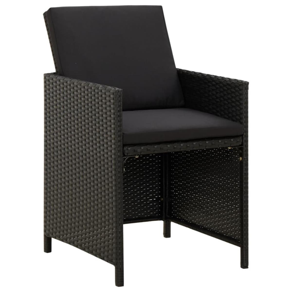 Conjunto de silla de jardín y taburete 4 piezas negra ratán PE