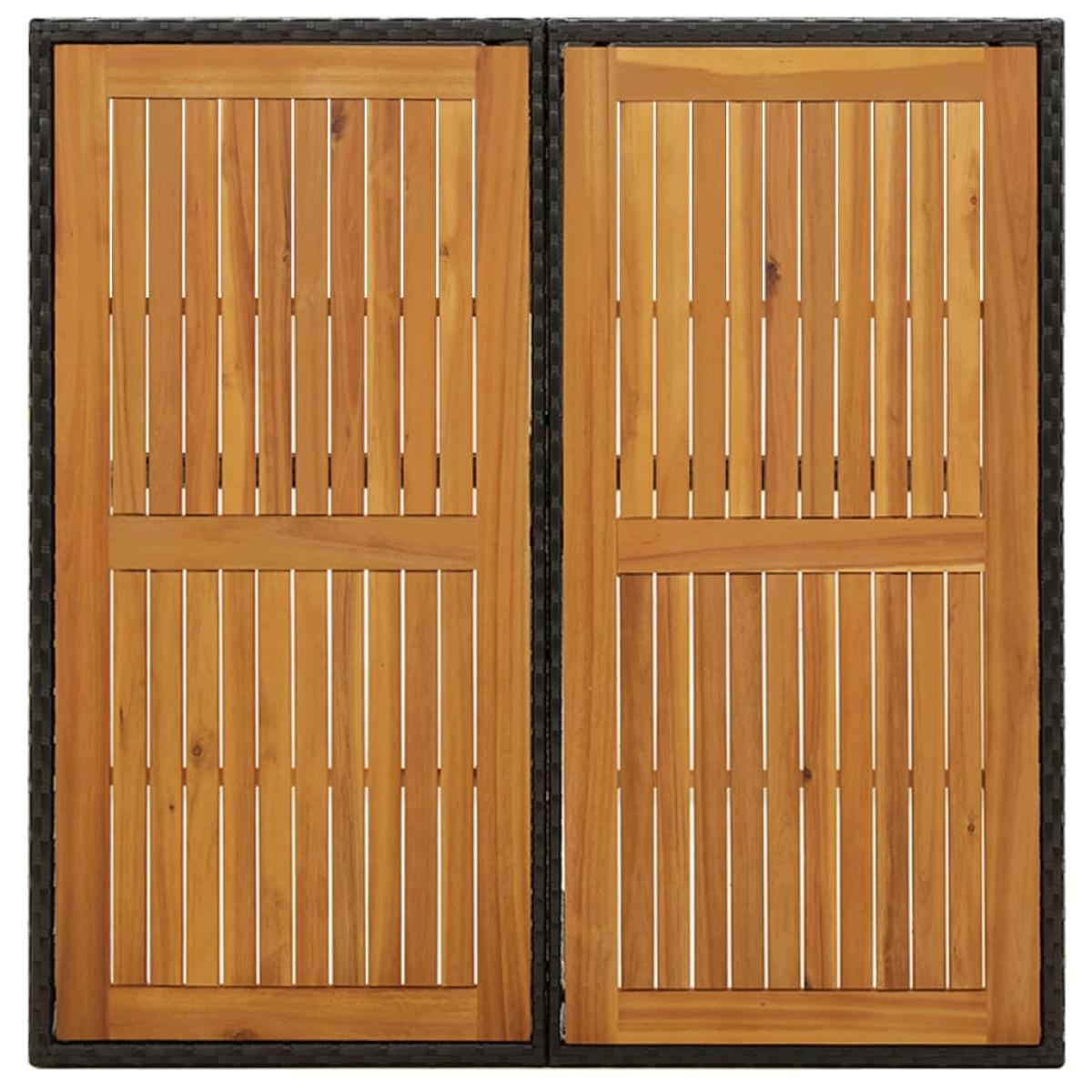 Mesa de jardín ratán sintético madera acacia negro 109x107x74cm