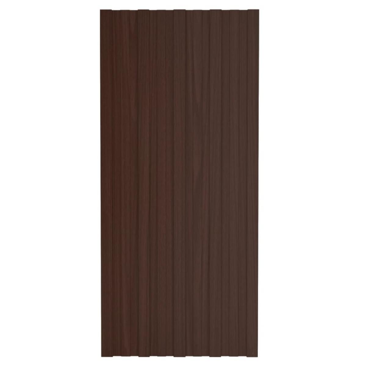 Panel de tejado acero galvanizado marrón 36 unidades 100x45 cm