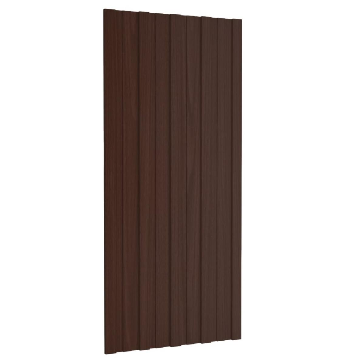 Panel de tejado acero galvanizado marrón 36 unidades 100x45 cm