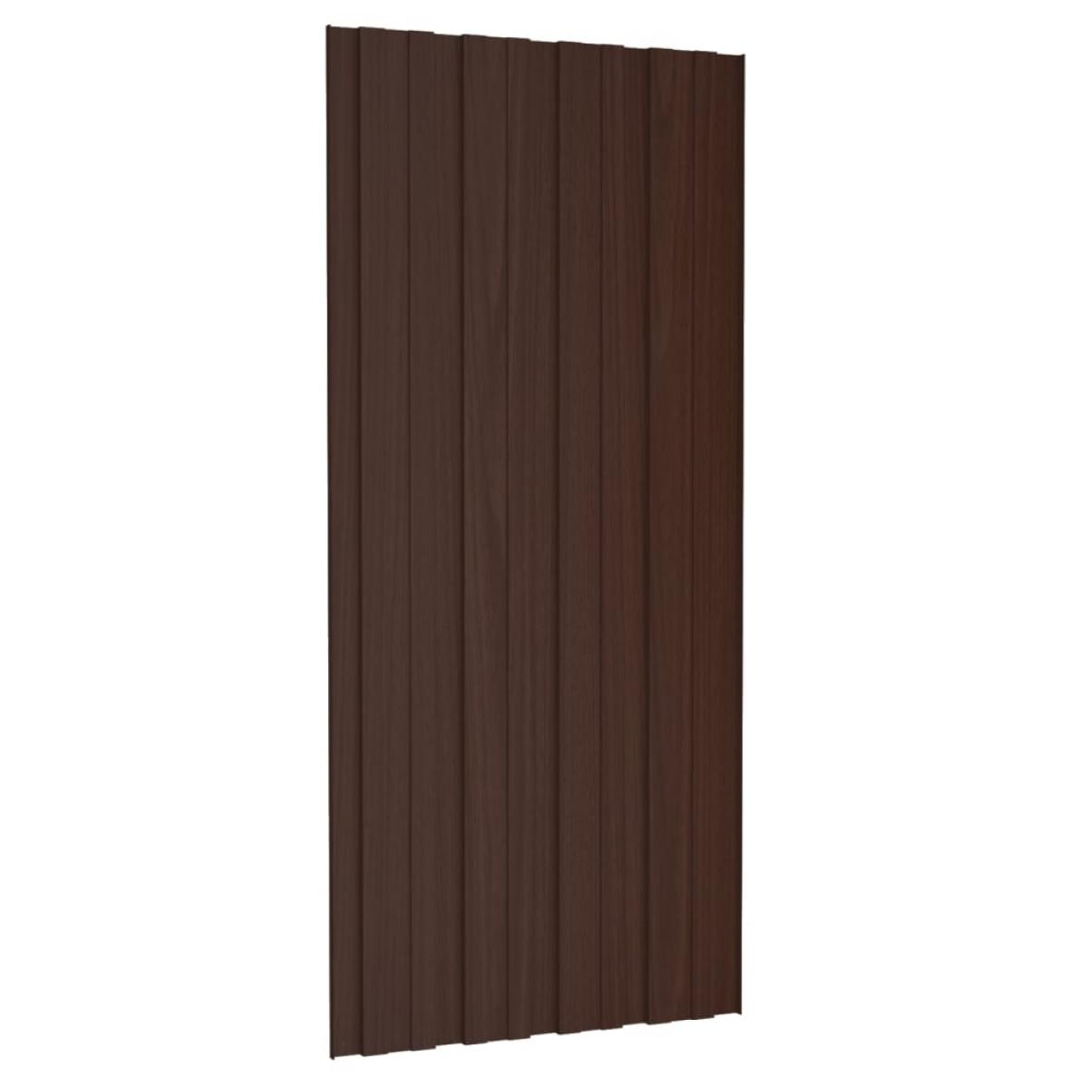 Panel de tejado acero galvanizado marrón 36 unidades 100x45 cm