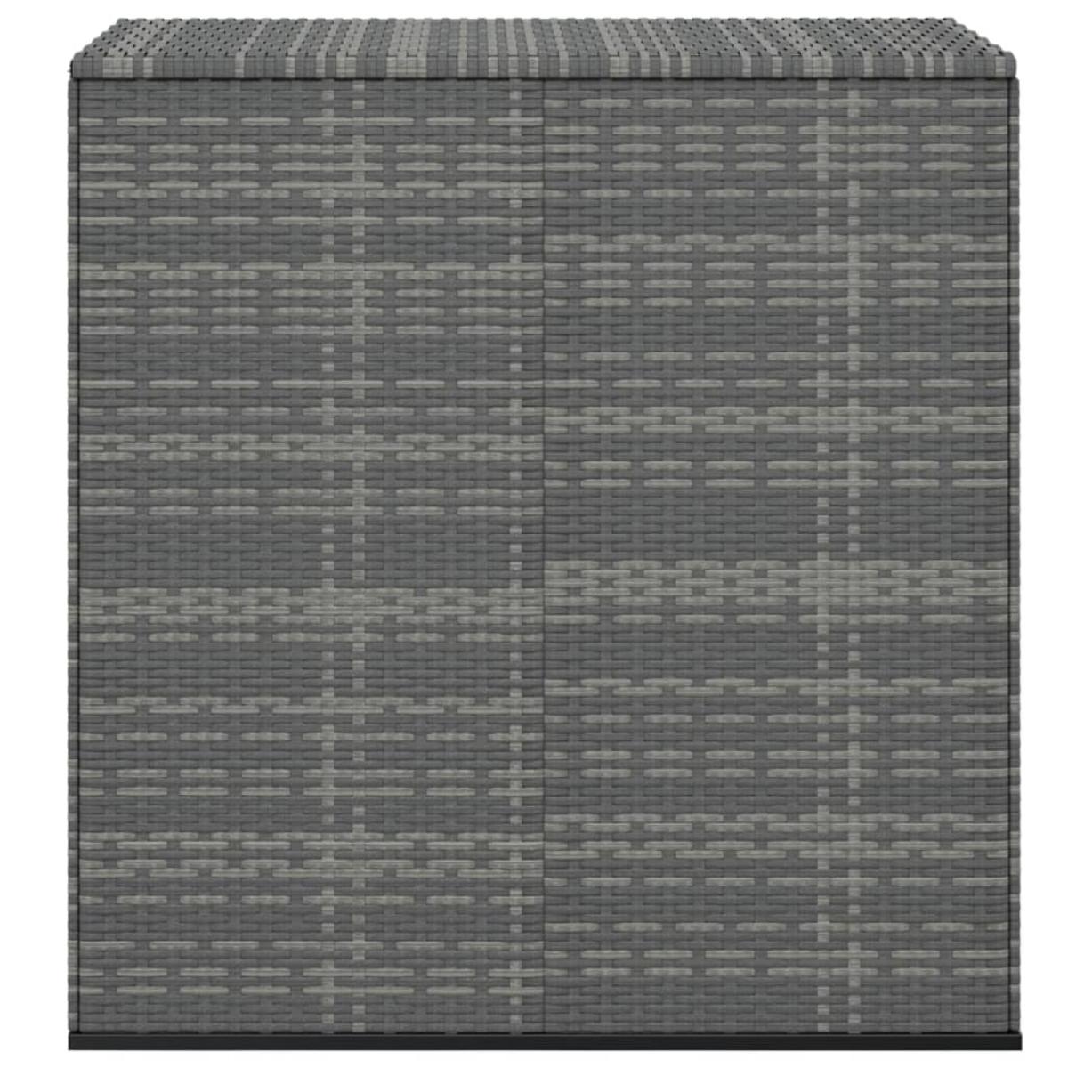 Baúl de cojines para jardín de ratán PE gris 100x49x103,5 cm