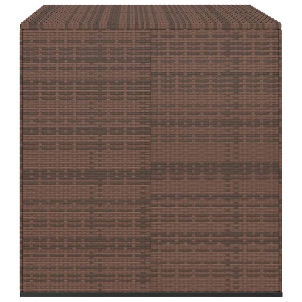 Baúl de cojines para jardín de ratán PE marrón 100x97,5x104 cm