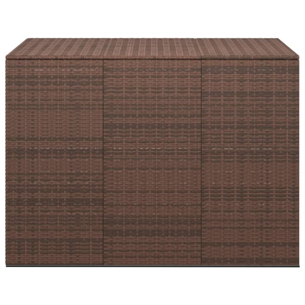 Baúl para cojines de jardín ratán PE marrón 145x100x103 cm