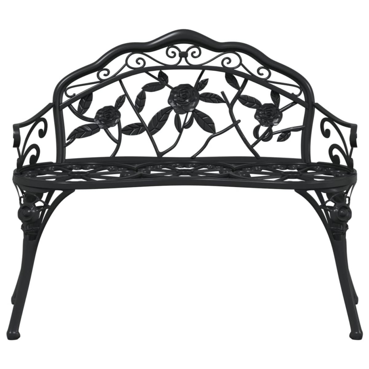 Banco de jardín de aluminio fundido negro 100 cm