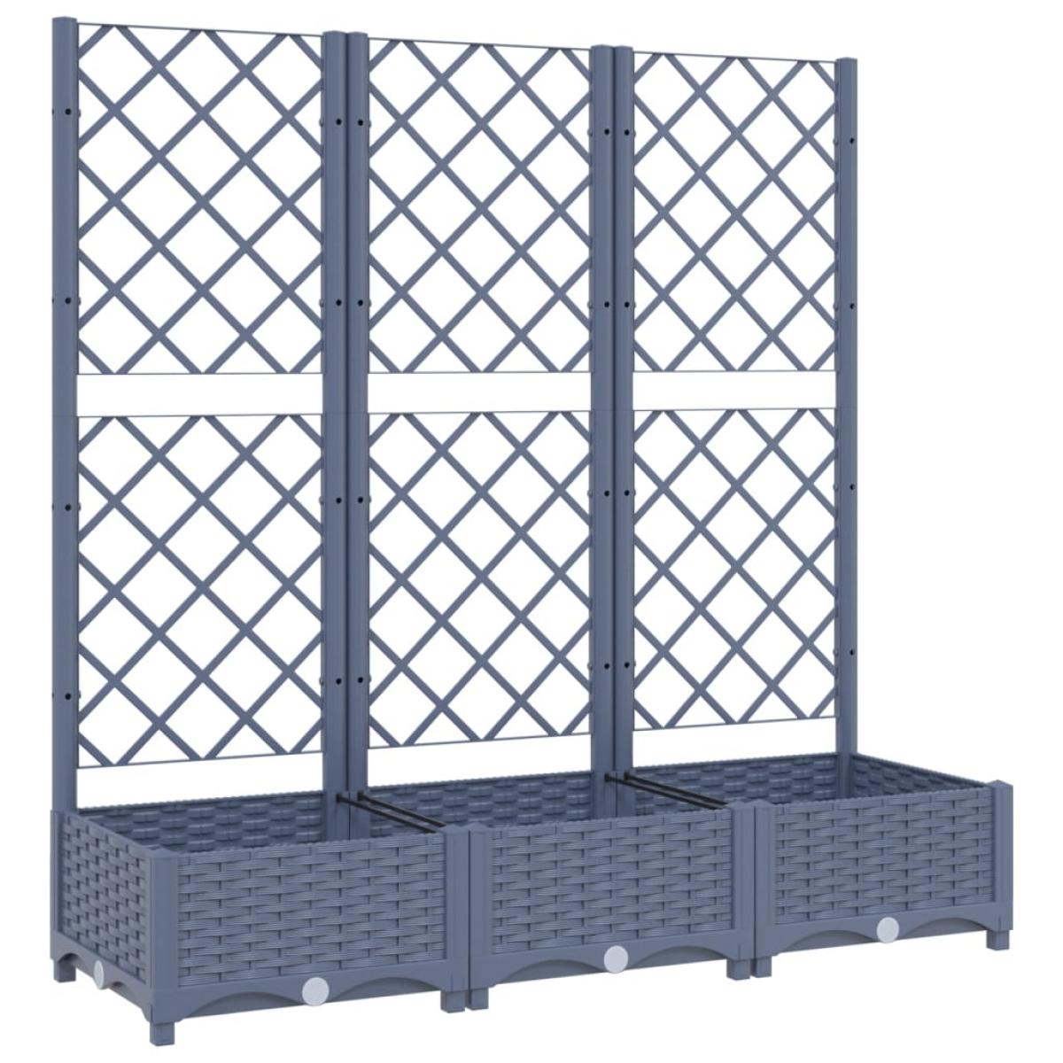 Jardinera con enrejado PP azul gris 120x40x121,5 cm