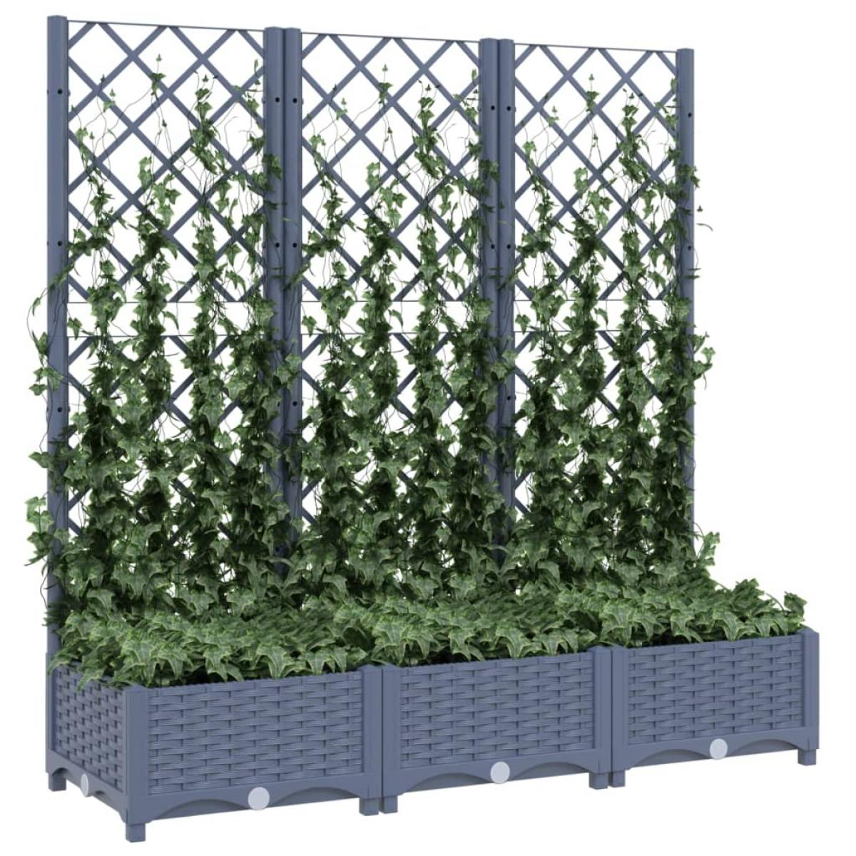 Jardinera con enrejado PP azul gris 120x40x121,5 cm