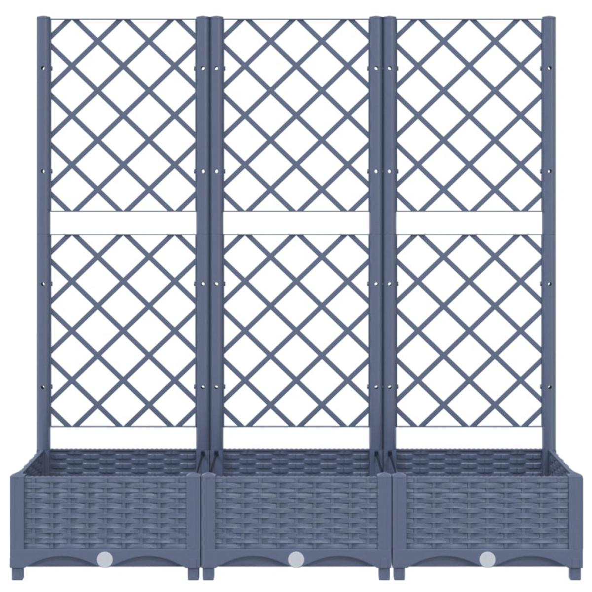 Jardinera con enrejado PP azul gris 120x40x121,5 cm