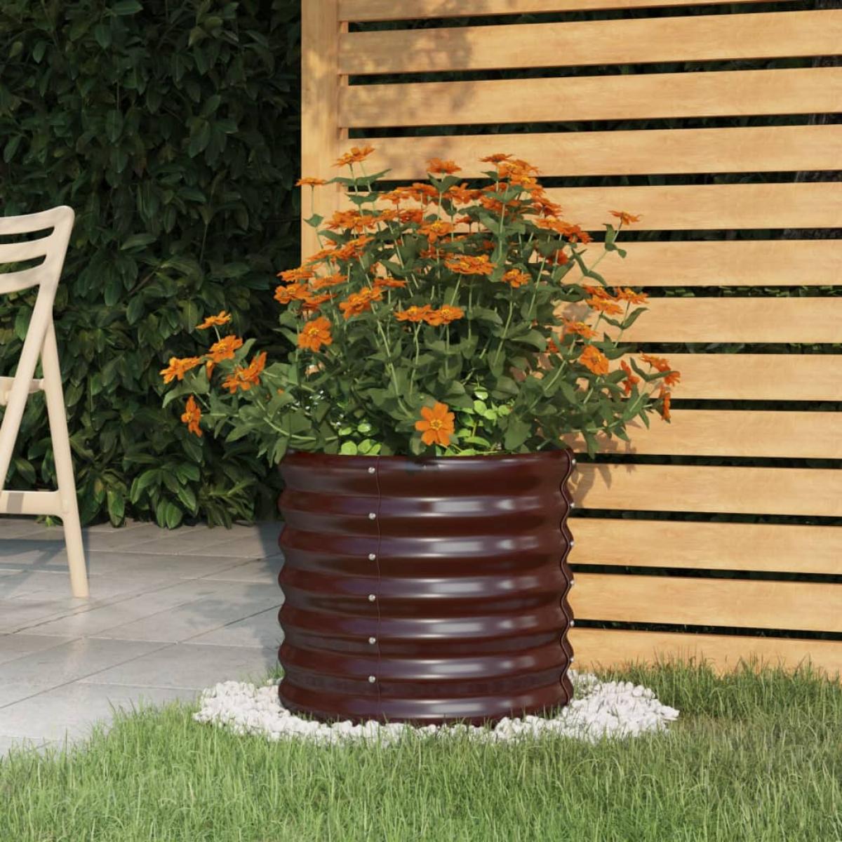 Jardinera de acero con recubrimiento polvo marrón 40x40x36 cm