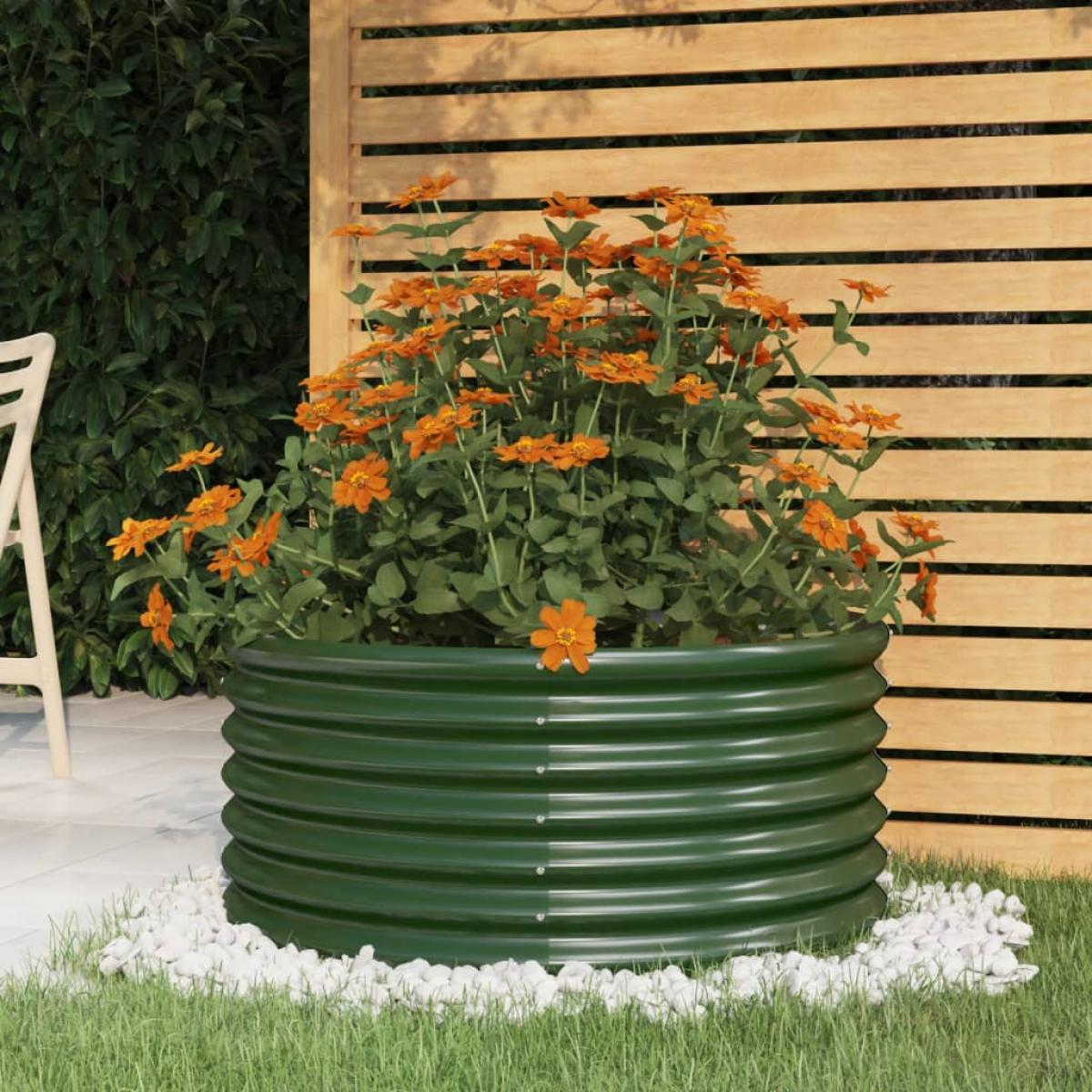 Jardinera de acero con recubrimiento en polvo verde 80x80x36 cm
