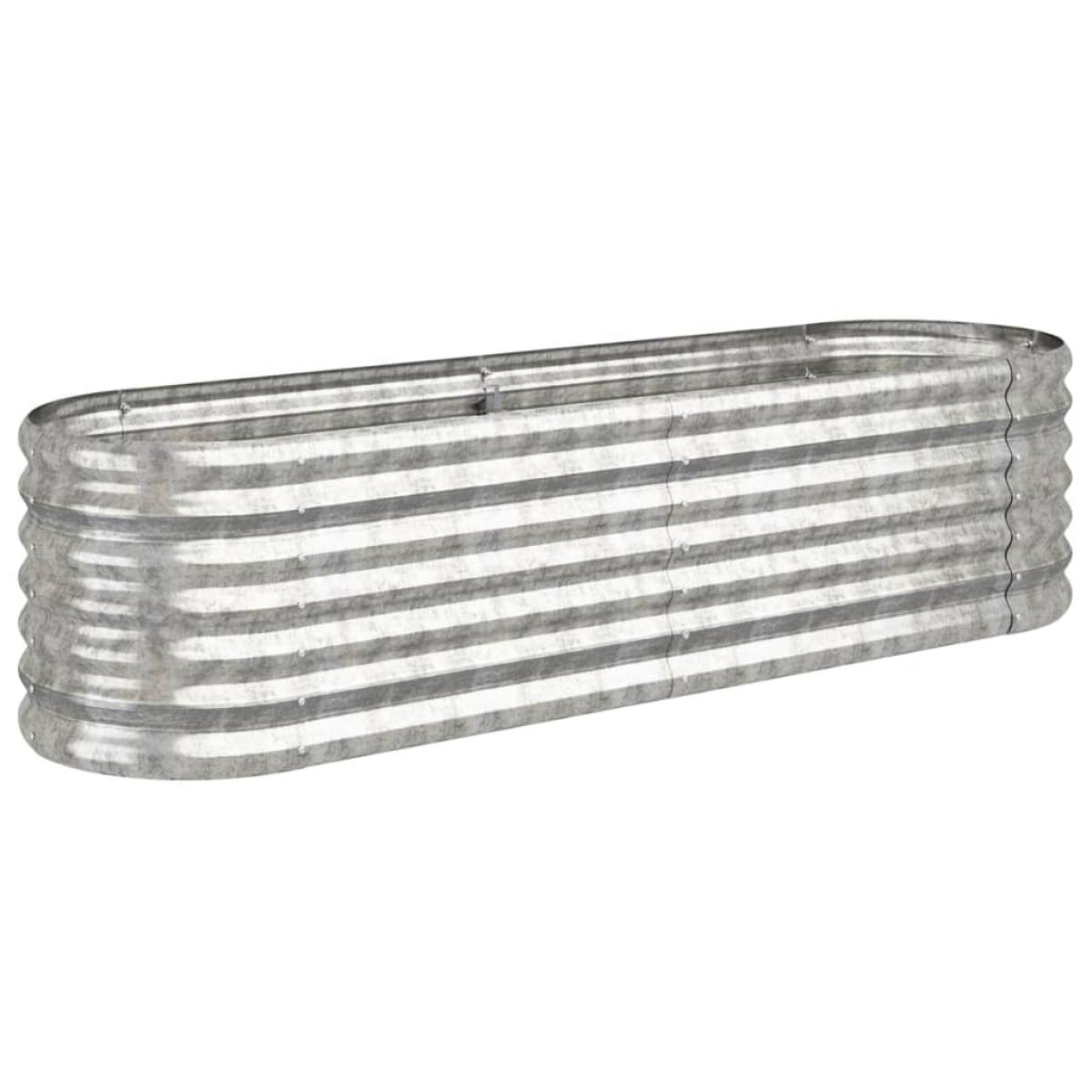 Jardinera arriate acero recubrimiento polvo plata 152x40x36 cm
