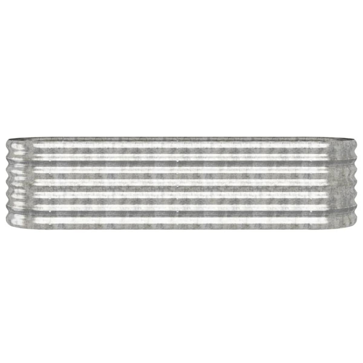 Jardinera arriate acero recubrimiento polvo plata 152x40x36 cm