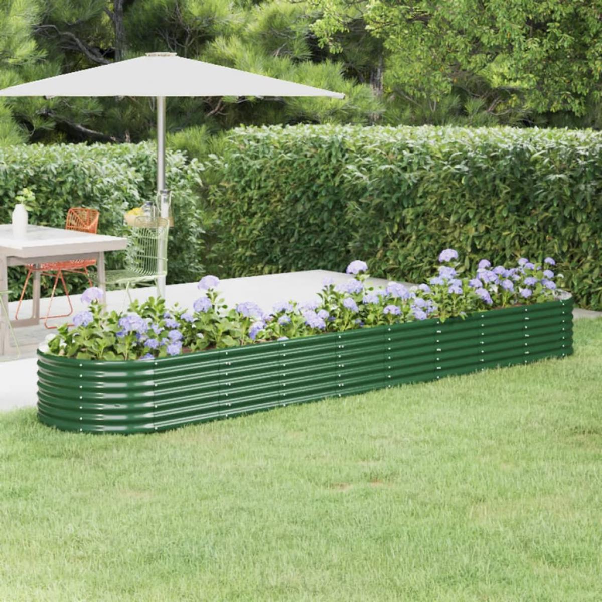 Jardinera arriate acero recubrimiento polvo verde 368x80x36 cm