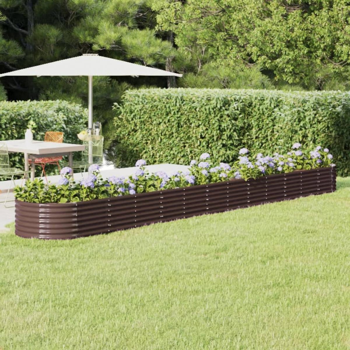 Jardinera arriate acero recubrimiento polvo marrón 512x80x36 cm