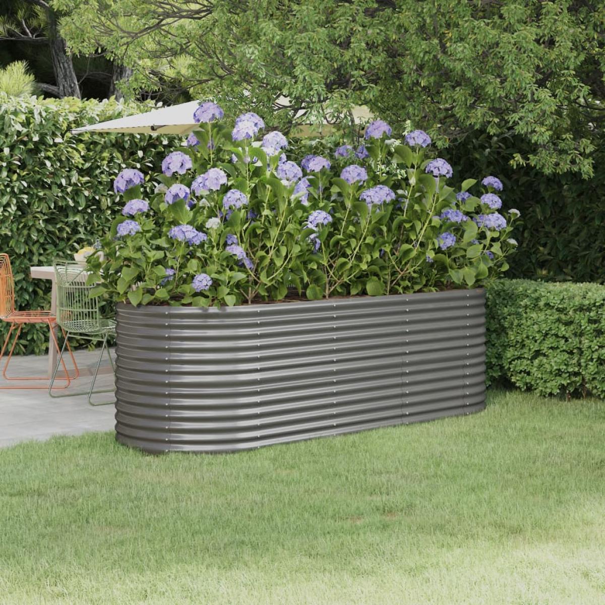 Jardinera arriate acero recubrimiento polvo gris 224x80x68 cm