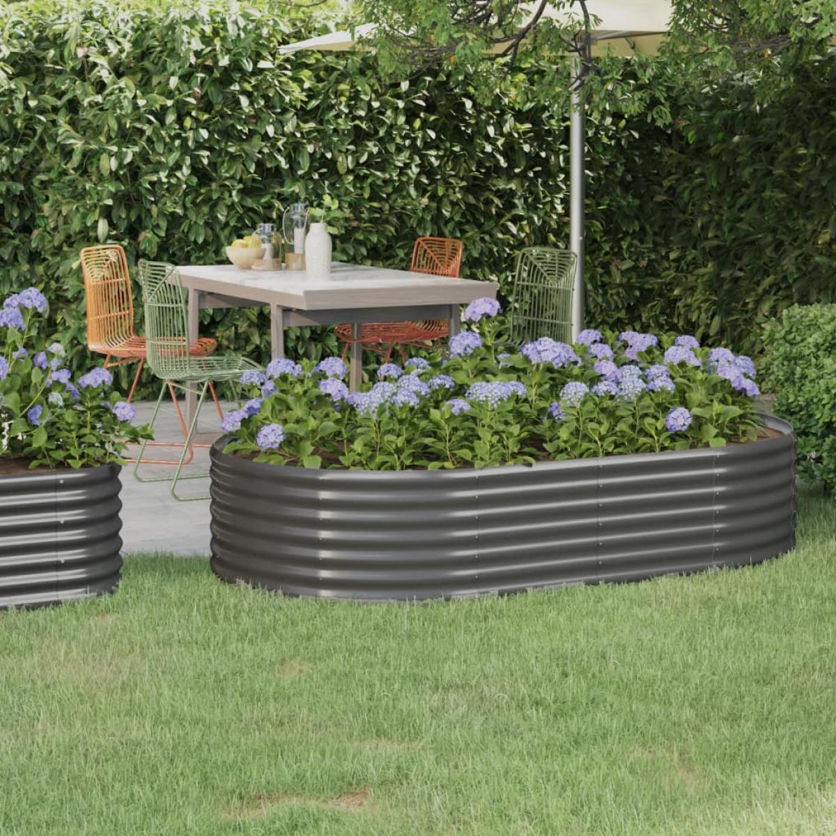 Jardinera arriate acero recubrimiento polvo gris 175x100x36 cm