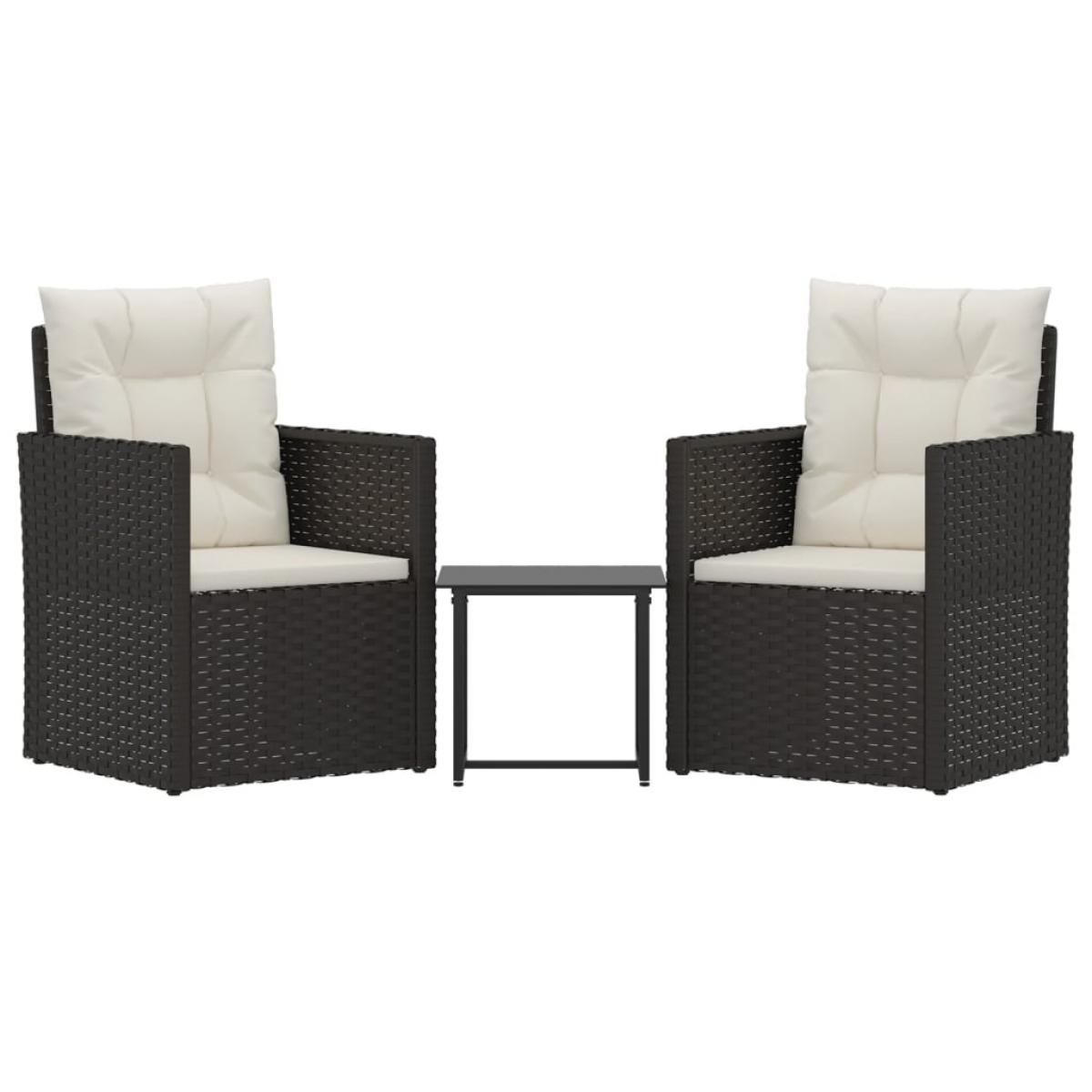 Muebles de jardín con cojines 3 piezas ratán sintético negro