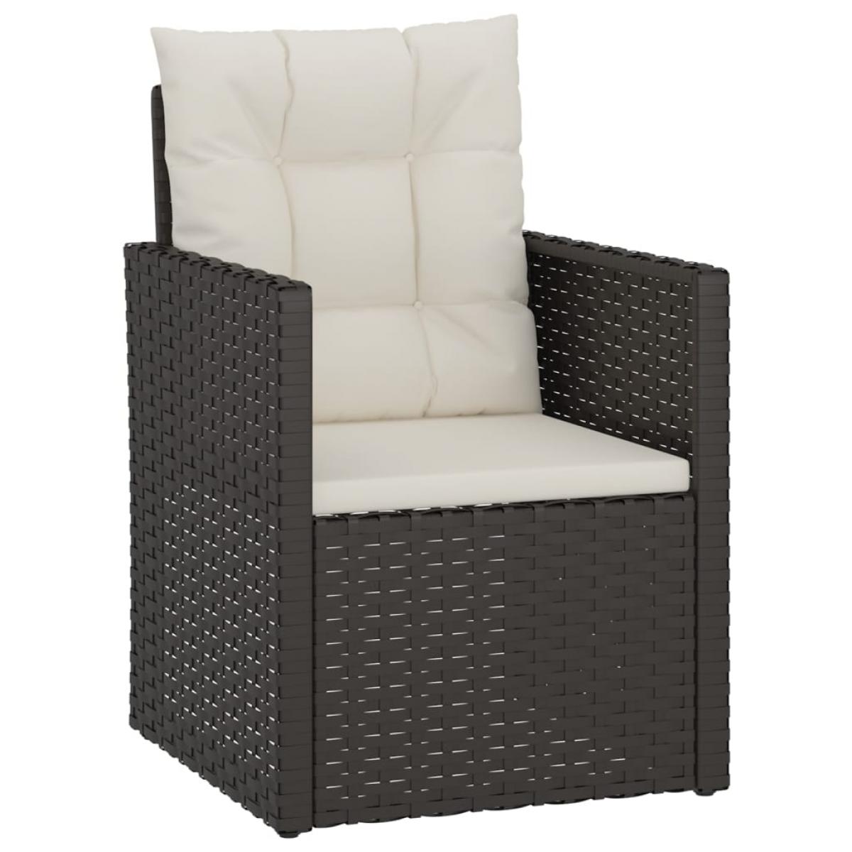 Muebles de jardín con cojines 3 piezas ratán sintético negro