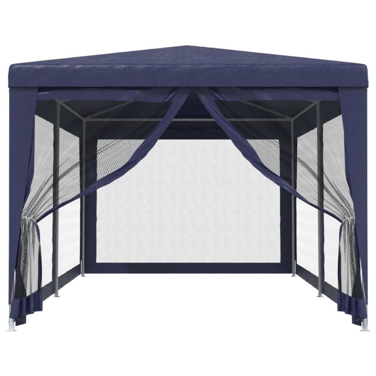 Carpa para fiestas con 6 paredes de malla HDPE azul 3x6 m