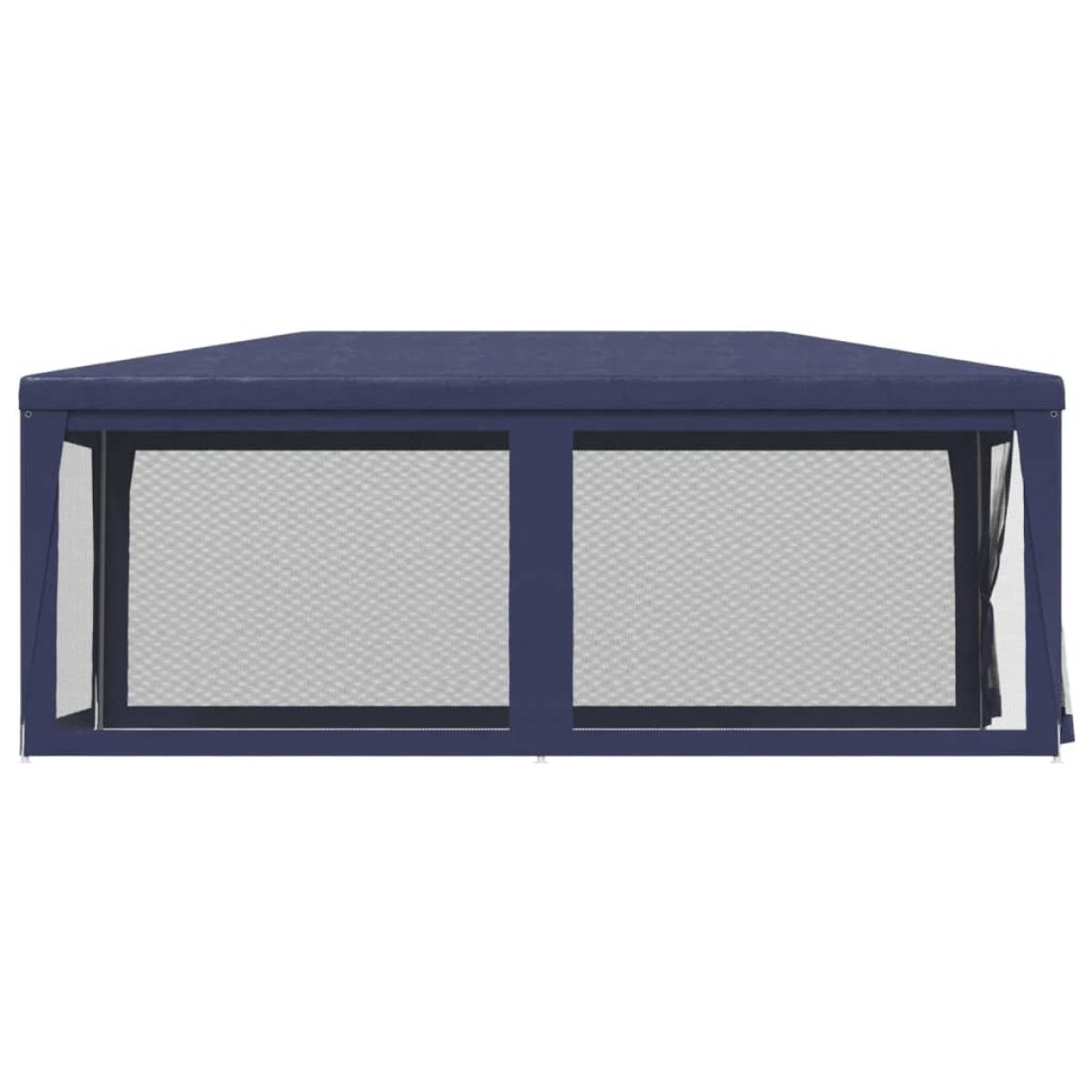 Carpa para fiestas con 6 paredes de malla HDPE azul 3x6 m