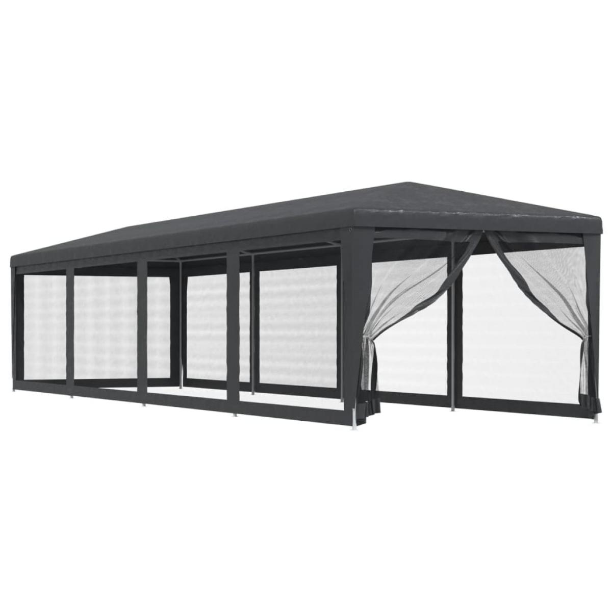 Carpa para fiestas 10 paredes malla HDPE gris antracita 3x12m