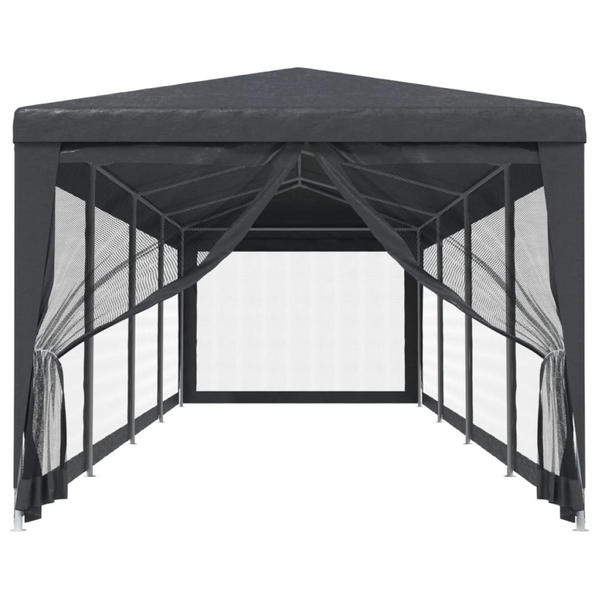 Carpa para fiestas 10 paredes malla HDPE gris antracita 3x12m