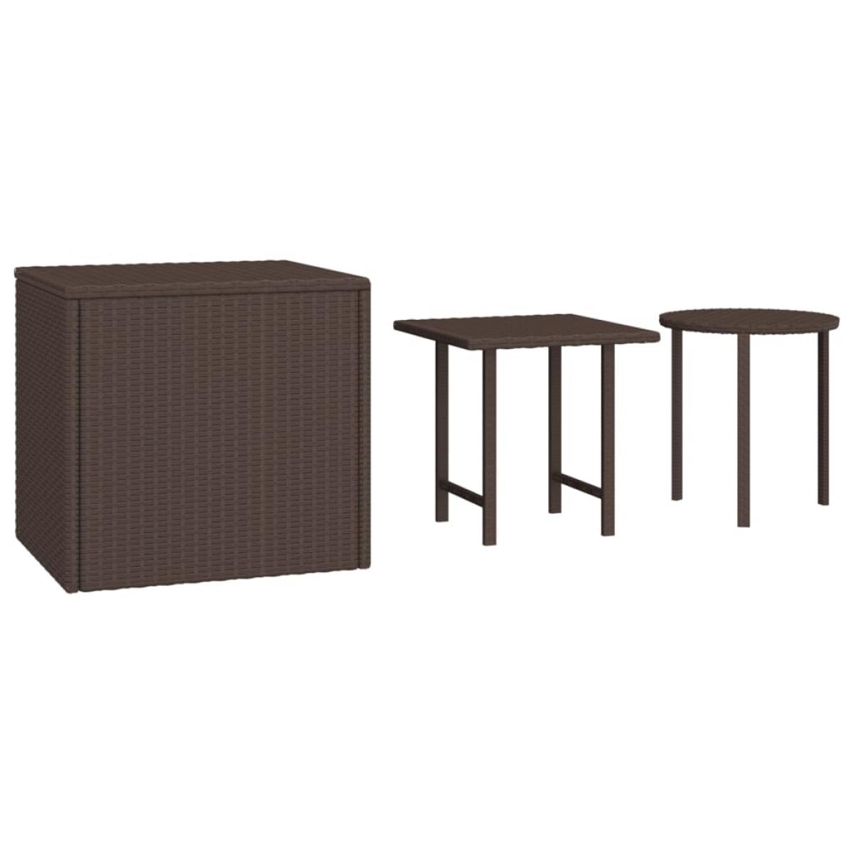 Set de mesas auxiliares 3 piezas ratán sintético marrón