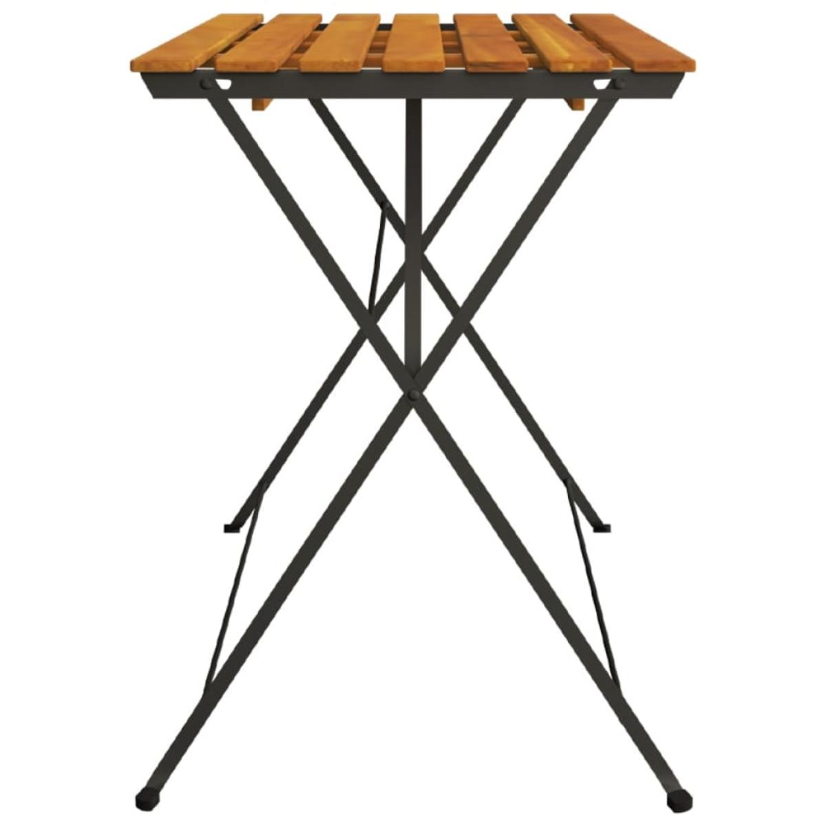 Mesa de cafetería plegable madera acacia y acero 100x54x71 cm