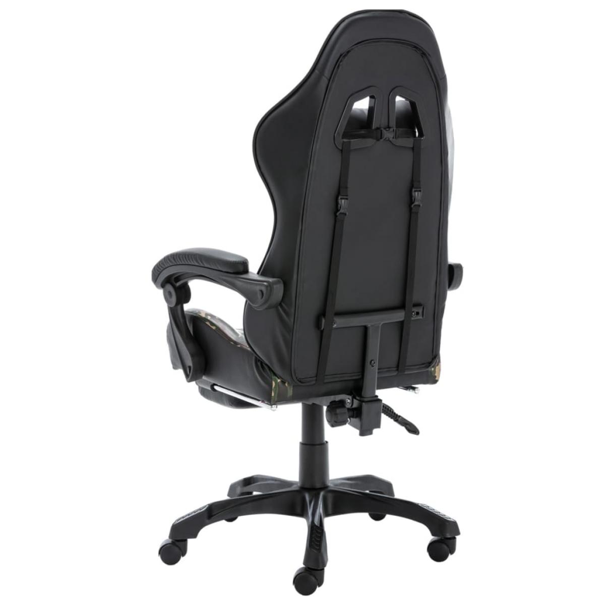 Silla gaming con reposapiés cuero sintético negro y camuflaje