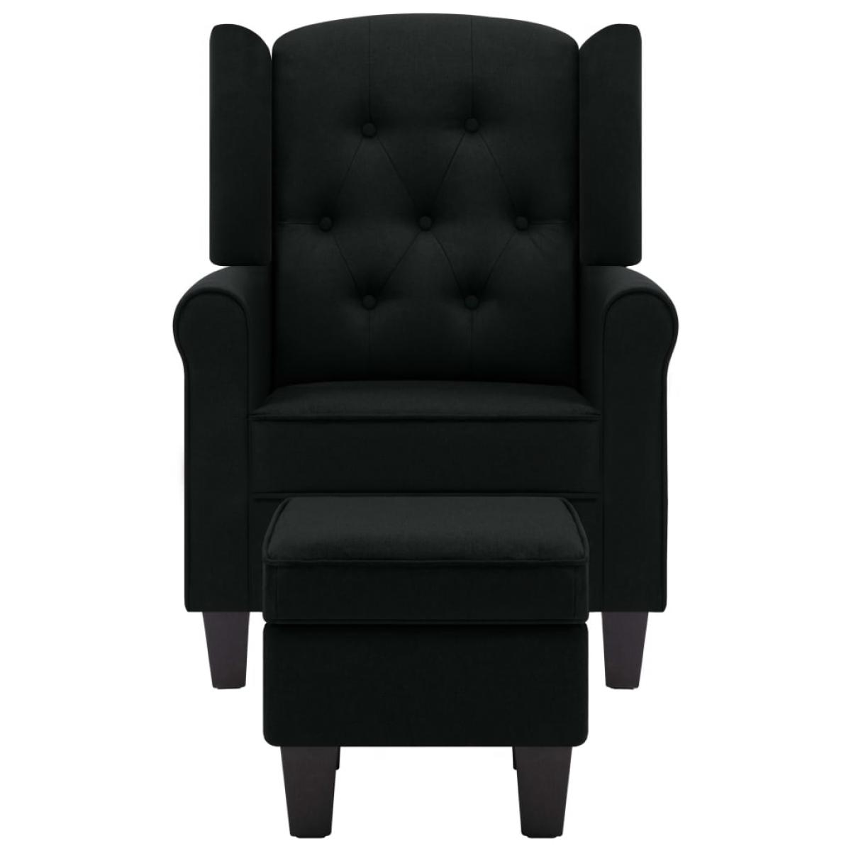 Sillón con reposapiés de tela negro